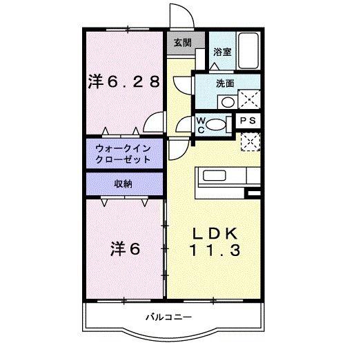 フラッツ ラ ローサ(2LDK/3階)の間取り写真