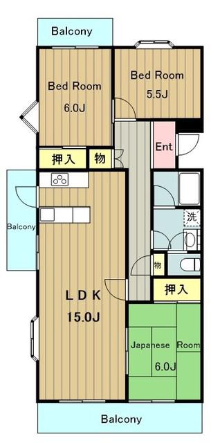 グリーンヒル貝取(3LDK/5階)の間取り写真