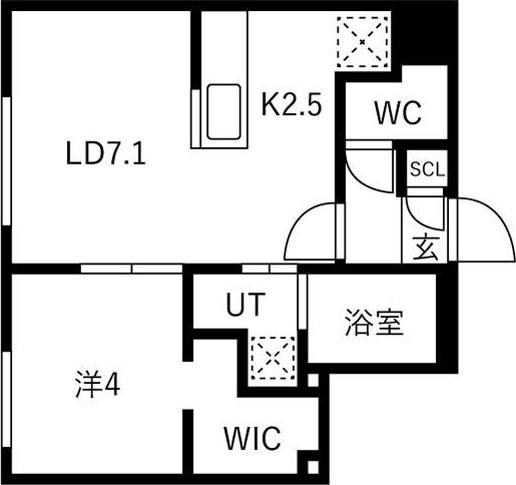 NOBLE VISTA 知事公館(1LDK/4階)の間取り写真
