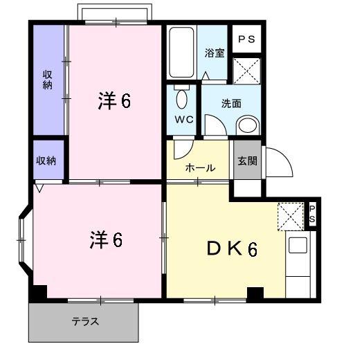 レジデンス田中II(2DK/1階)の間取り写真