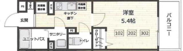 イクシオ石神井台(1K/1階)の間取り写真