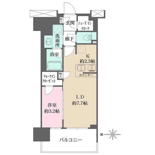 リニアゲートタワー名古屋(1LDK/7階)の間取り写真