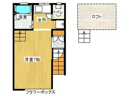 ダンロマン B(1K/1階)の間取り写真