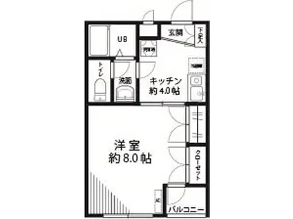 フェリーチェNO.2(1K/2階)の間取り写真