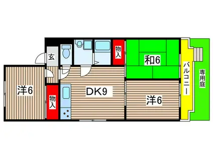 ツインバッハ1ST(3DK/1階)の間取り写真