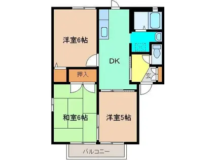 ピュア フレグランス B棟(3DK/2階)の間取り写真