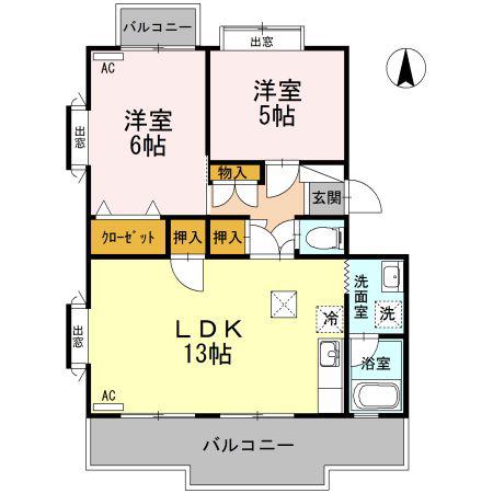 ピュアハイツ(2LDK/1階)の間取り写真