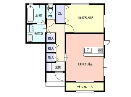 ユーフォリア(1LDK/1階)の間取り写真