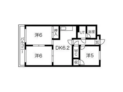 レジデンス東刈谷II(3DK/4階)の間取り写真