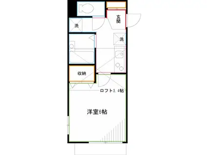 ＪＲ中央線 武蔵境駅 バス乗車時間：10分 最寄りバス停で下車 徒歩1分 2階建 築13年(1K/2階)の間取り写真