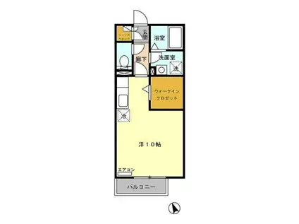 パストラル ドミール(ワンルーム/1階)の間取り写真