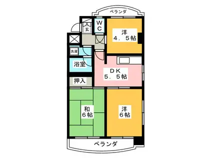 ひばりロイヤルマンション(3DK/1階)の間取り写真