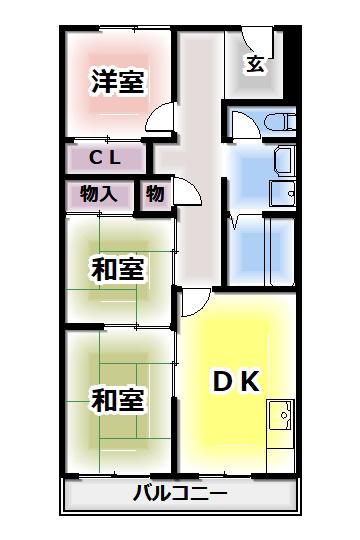 パックス楠(3DK/2階)の間取り写真