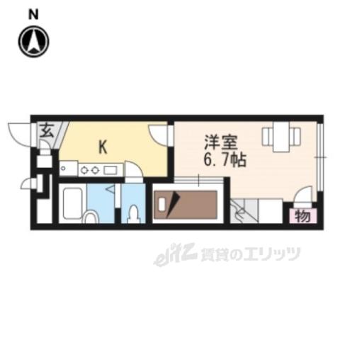 レオパレス二条城北(1K/2階)の間取り写真