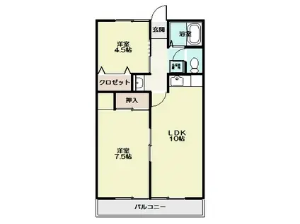 リ・ジュアンB棟(2LDK/2階)の間取り写真