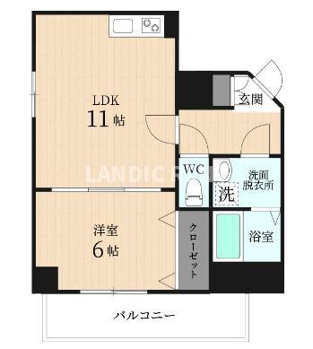 GRANDEUR住吉壱番館(1LDK/11階)の間取り写真