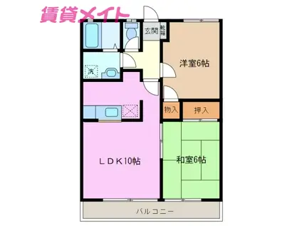 アールコートNAO(2LDK/2階)の間取り写真