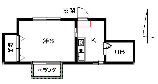 高松琴平電鉄琴平線 三条駅(高松) 徒歩19分 3階建 築32年(1K/2階)の間取り写真