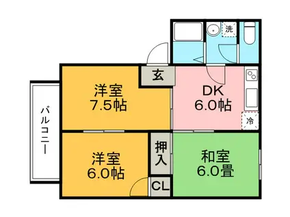 オーシャン藤光(3DK/1階)の間取り写真