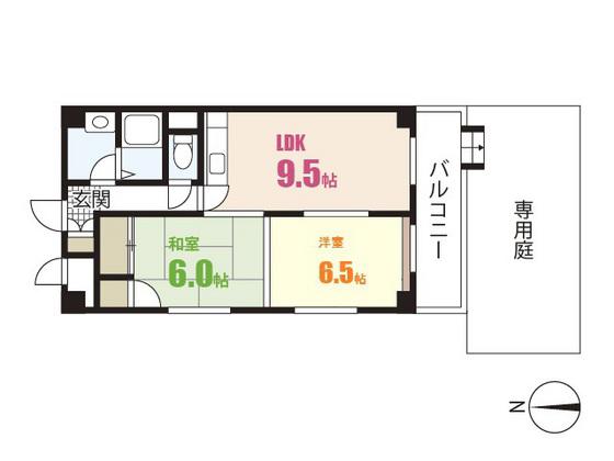 プレシオ住本(2LDK/1階)の間取り写真