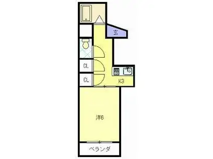 ベルシティプルナス(1K/4階)の間取り写真