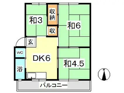 大橋マンション(3DK/1階)の間取り写真
