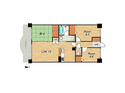 ライオンズマンション上桂(3LDK/5階)の間取り写真