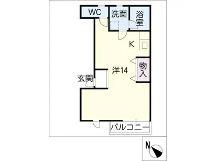 GISELE(ワンルーム/2階)の間取り写真