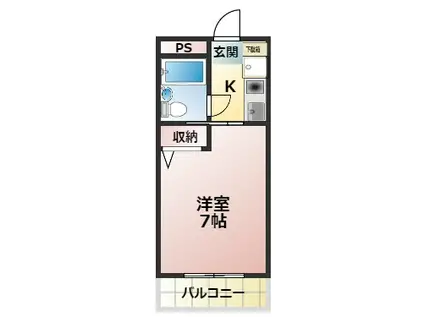 コーポニシモト(1K/2階)の間取り写真