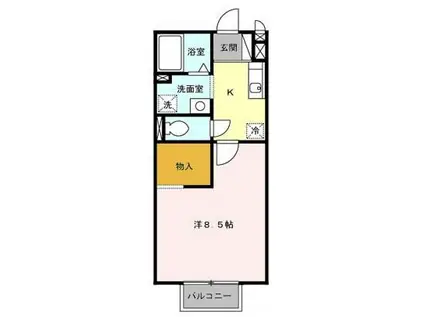 オリエントモナリエ(1K/2階)の間取り写真