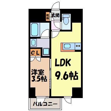 Mステージ矢田南(1LDK/12階)の間取り写真