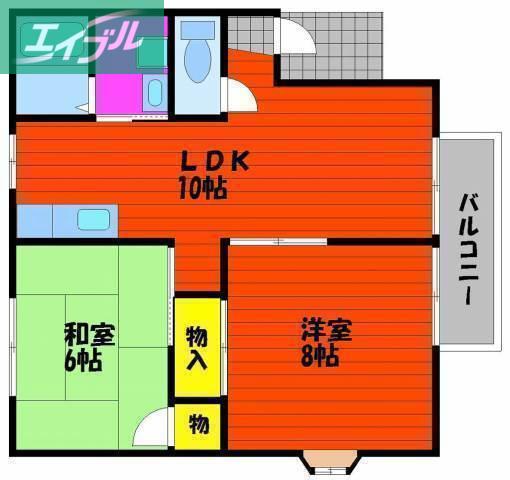 グランドゥールクロズミB(2LDK/1階)の間取り写真