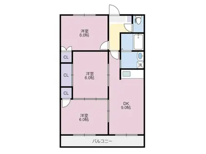 ガーデンヒルズ藍住II(3DK/3階)の間取り写真
