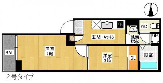REGALEST PARK SIDE 宇品I(2K/2階)の間取り写真