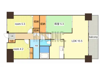 ライオンズマンション姫路市役所前(3LDK/6階)の間取り写真