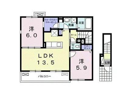 ジャンティ A(2LDK/2階)の間取り写真