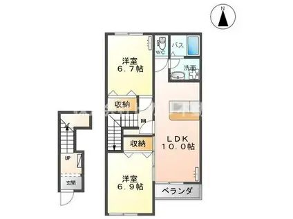 アヴァンスA(2LDK/2階)の間取り写真