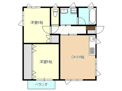 ワンストライフ(2DK/2階)の間取り写真