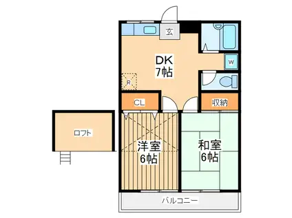 パークサイドタマ(2DK/2階)の間取り写真