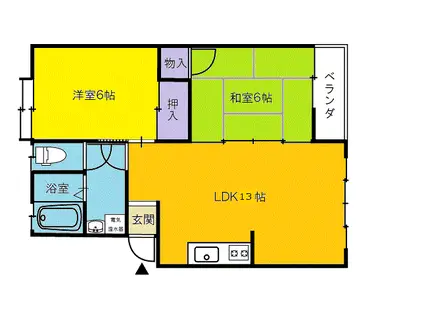 ハイツHIRAI(2LDK/2階)の間取り写真
