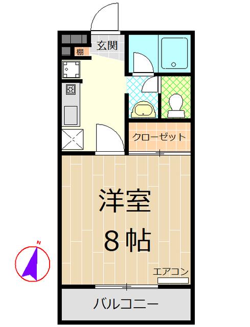 HILLS大坂(1K/3階)の間取り写真