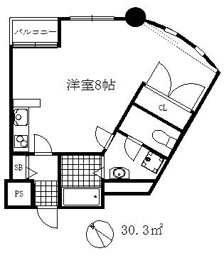 平野レジデンス(ワンルーム/2階)の間取り写真
