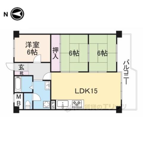 三和平城グランドパレス(3LDK/2階)の間取り写真