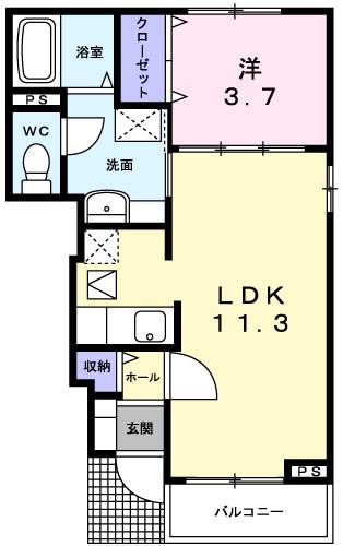 ヴィラグリチーネI(1LDK/1階)の間取り写真