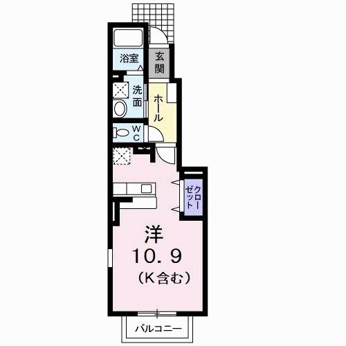 ライトハウス(ワンルーム/1階)の間取り写真