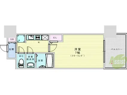 セレニテ新大阪プリエ(1K/11階)の間取り写真