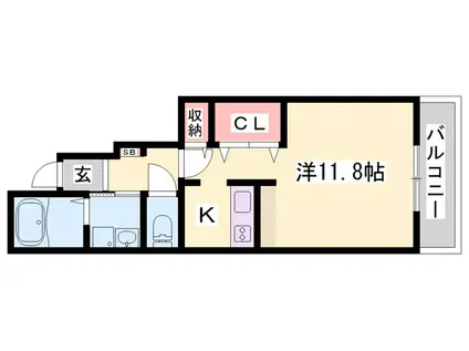 ヴァンベールII(ワンルーム/1階)の間取り写真