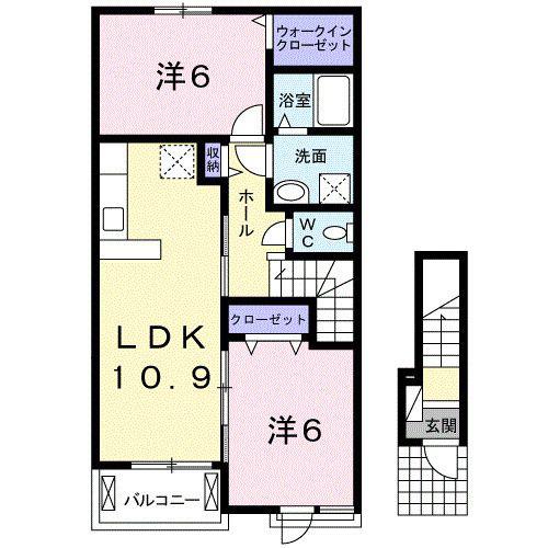 フォレスタ橋本 II(2LDK/2階)の間取り写真