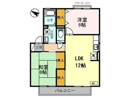 キャピタルコンフォール加古川(2LDK/2階)の間取り写真