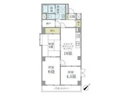 ニューハイツ中落合(3LDK/5階)の間取り写真